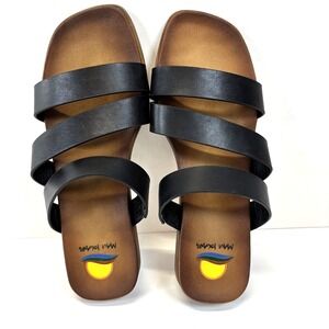 MAUI ISLAND Kona Sandals Black Womens Stretch Straps Comfort Slip-On Size 8M EUC